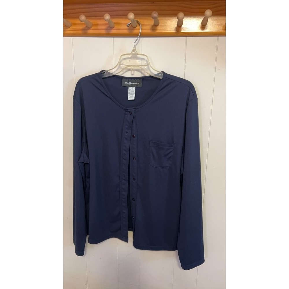 Sag Harbor Women's Navy Blue Button-Up Cardigan